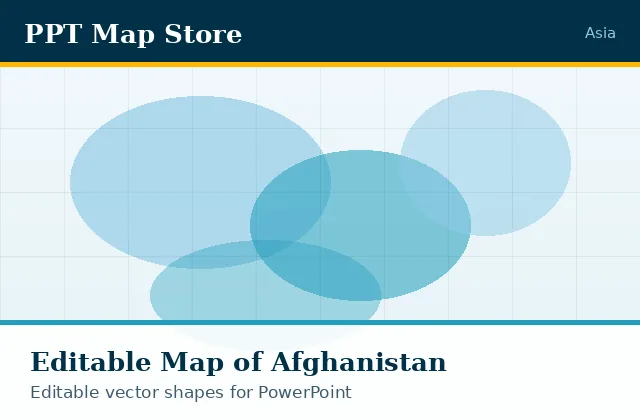 Editable PowerPoint map of Afghanistan with borders, built from recolourable vector shapes for presentations