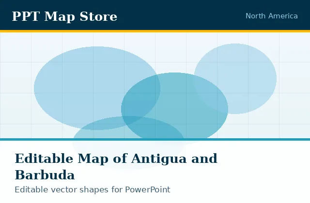 Editable PowerPoint map of Antigua and Barbuda with borders, built from recolourable vector shapes for presentations