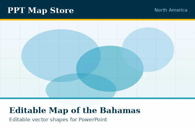 Editable PowerPoint map of Bahamas with borders, built from recolourable vector shapes for presentations