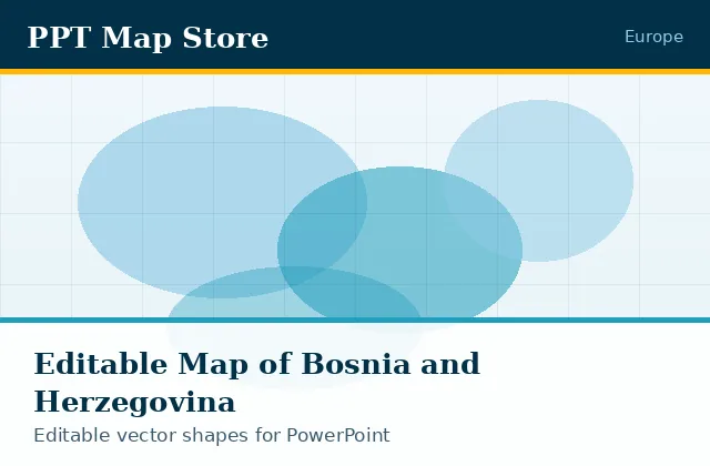 Editable PowerPoint map of Bosnia and Herzegovina with borders, built from recolourable vector shapes for presentations