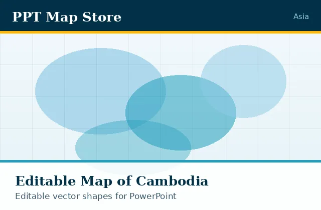 Editable PowerPoint map of Cambodia with borders, built from recolourable vector shapes for presentations
