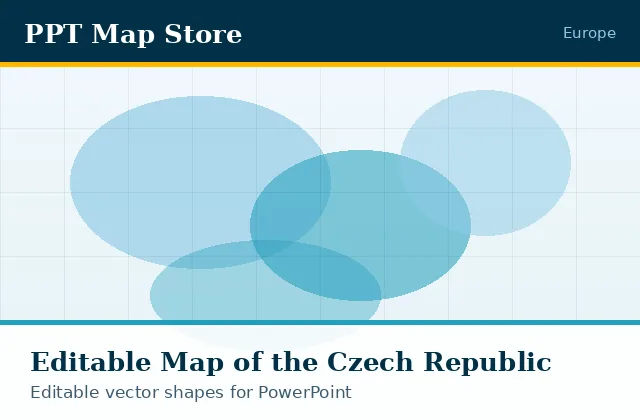 Editable PowerPoint map of Czech Republic with borders, built from recolourable vector shapes for presentations
