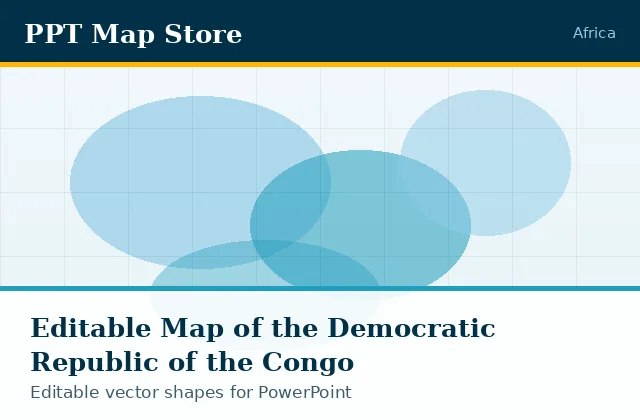 Editable PowerPoint map of Democratic Republic of the Congo with borders, built from recolourable vector shapes for presentations
