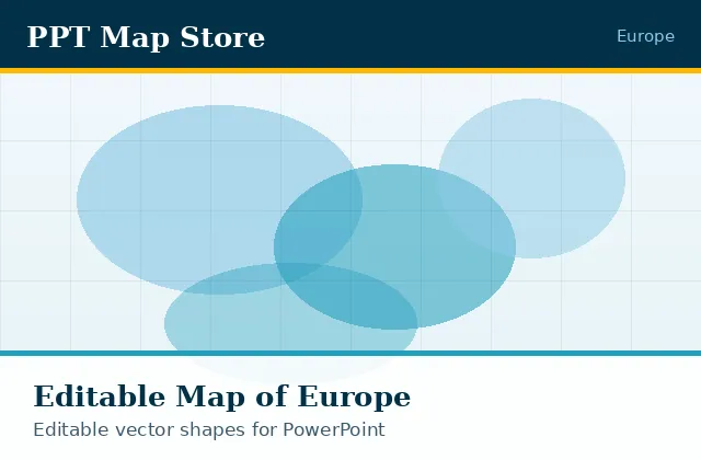 Editable PowerPoint map of Europe with borders, built from recolourable vector shapes for presentations