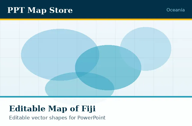 Editable PowerPoint map of Fiji with borders, built from recolourable vector shapes for presentations
