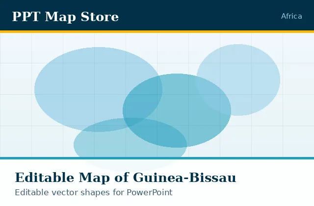 Editable PowerPoint map of Guinea-Bissau with borders, built from recolourable vector shapes for presentations