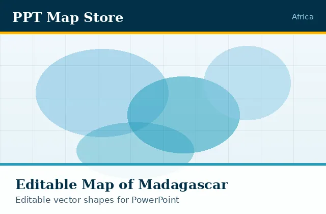 Editable PowerPoint map of Madagascar with borders, built from recolourable vector shapes for presentations