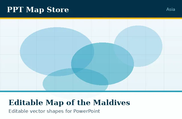 Editable PowerPoint map of Maldives with borders, built from recolourable vector shapes for presentations
