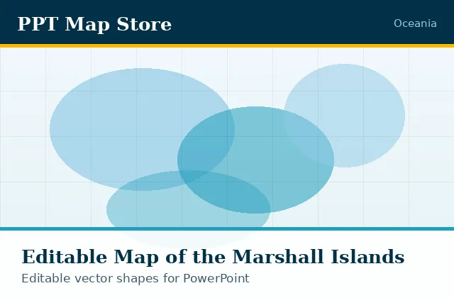 Editable PowerPoint map of Marshall Islands with borders, built from recolourable vector shapes for presentations