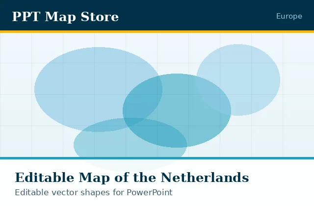 Editable PowerPoint map of Netherlands with borders, built from recolourable vector shapes for presentations