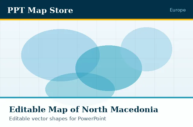 Editable PowerPoint map of North Macedonia with borders, built from recolourable vector shapes for presentations