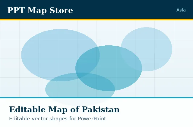 Editable PowerPoint map of Pakistan with borders, built from recolourable vector shapes for presentations