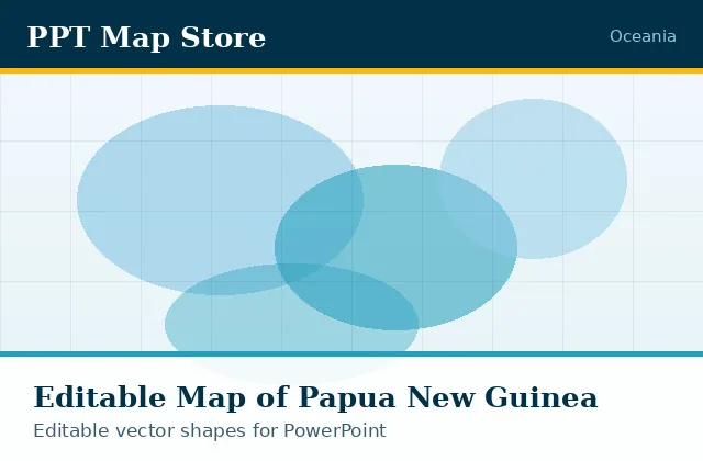 Editable PowerPoint map of Papua New Guinea with borders, built from recolourable vector shapes for presentations