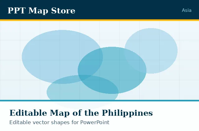 Editable PowerPoint map of Philippines with borders, built from recolourable vector shapes for presentations