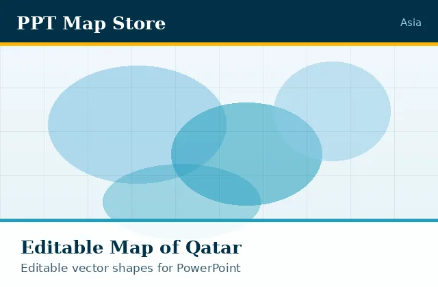 Editable PowerPoint map of Qatar with borders, built from recolourable vector shapes for presentations