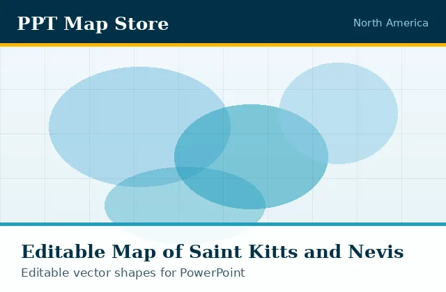 Editable PowerPoint map of Saint Kitts and Nevis with borders, built from recolourable vector shapes for presentations