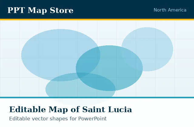 Editable PowerPoint map of Saint Lucia with borders, built from recolourable vector shapes for presentations
