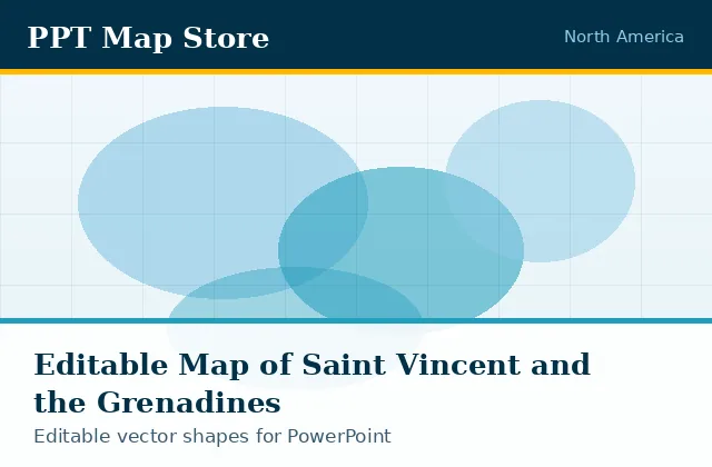 Editable PowerPoint map of Saint Vincent and the Grenadines with borders, built from recolourable vector shapes for presentations