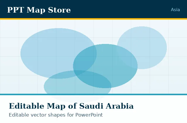 Editable PowerPoint map of Saudi Arabia with borders, built from recolourable vector shapes for presentations
