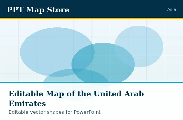 Editable PowerPoint map of United Arab Emirates with borders, built from recolourable vector shapes for presentations