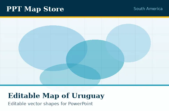 Editable PowerPoint map of Uruguay with borders, built from recolourable vector shapes for presentations